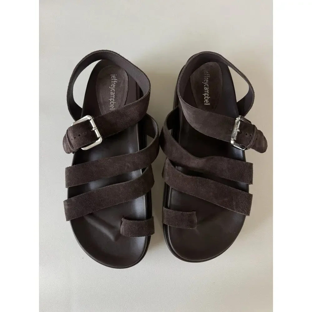Jeffrey Campbell Suede Sandals Women’s 9.5 Cocoa Brown Platform Anthropologie